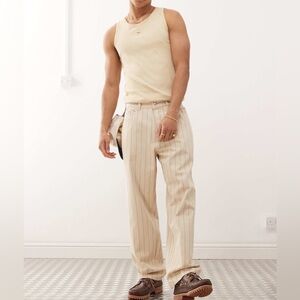 OBEY Baggy Cream Striped Men’s Pants - Size 34 - NWT